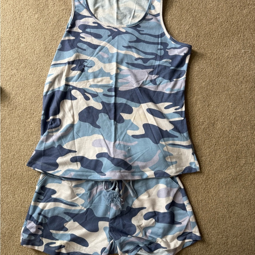 Camouflage Tank Top and Shorts Set EUC